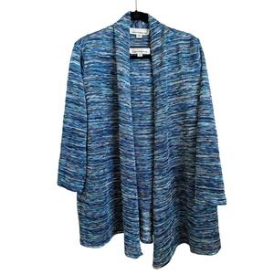 Caroline Rose Multicolor Striped Knit Open Front Cardigan Set Size Small Medium‎